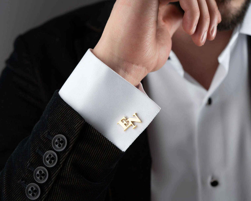Sterling Silver Initial Cufflinks: Personalized Letter Groomsmen Gift
