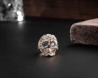 Sterling Silver Skull Ring: Gothic Zircon Stone Band