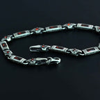 Sterling Silver Men’s Bracelet with Garnet Baguette Stones – Gift for Him