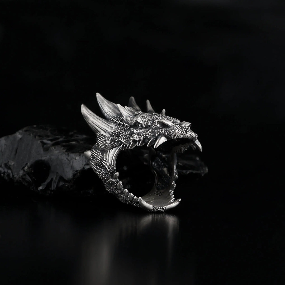 Sterling Silver Dragon Ring: Handmade Asian Mythology Jewelry   Charmora Jewelry