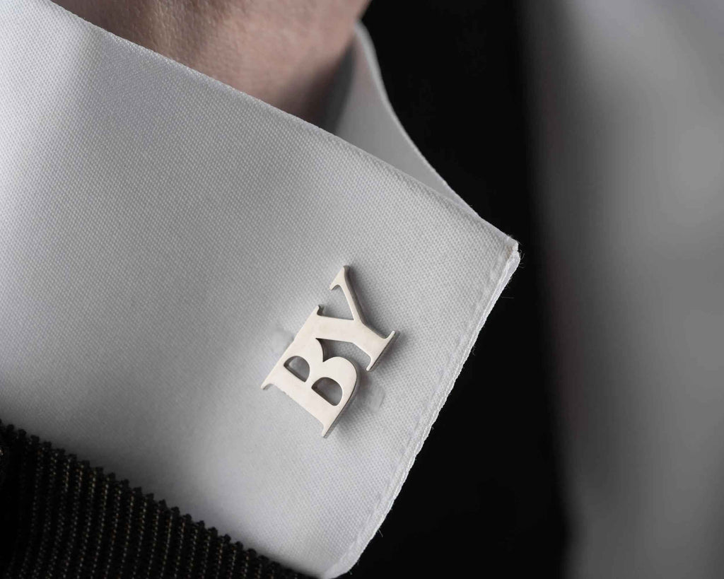 Handmade Sterling Silver Initial Cufflinks: Engraved Groomsmen Gift