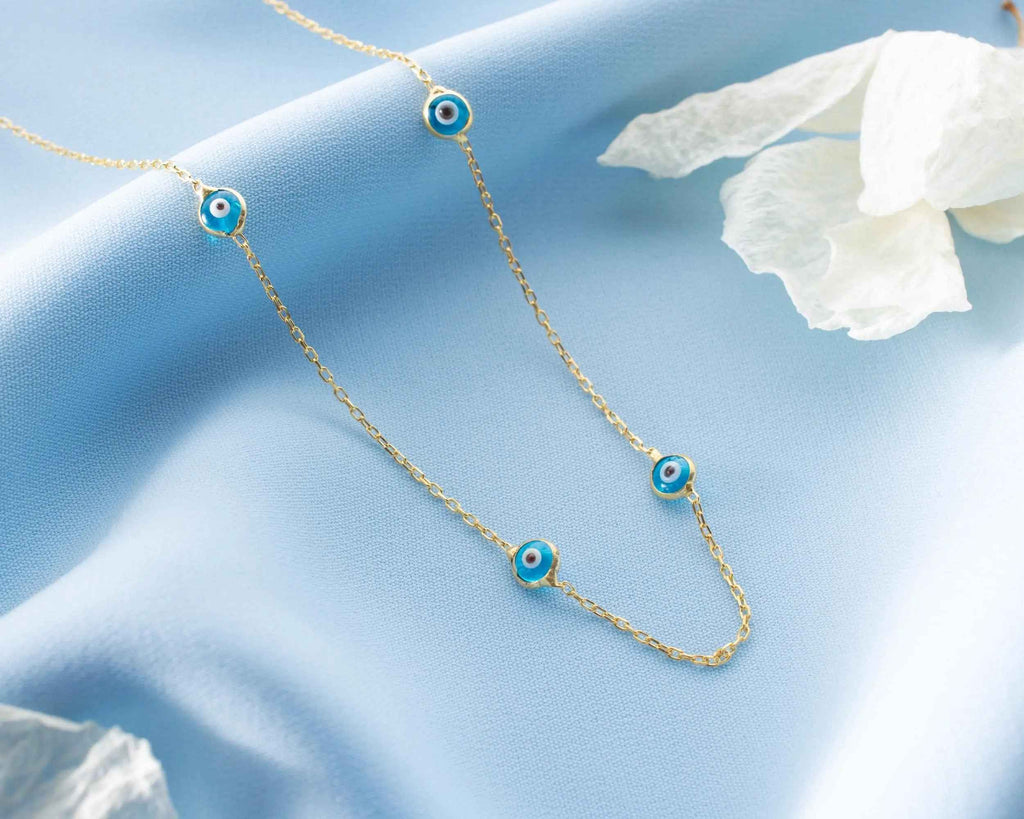 Dainty Sterling Silver Evil Eye Necklace: Gold Protection Jewelry