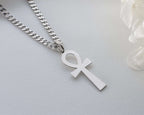 Sterling Silver Egyptian Ankh Cross Necklace: Symbol of Life Pendant   Charmora Jewelry