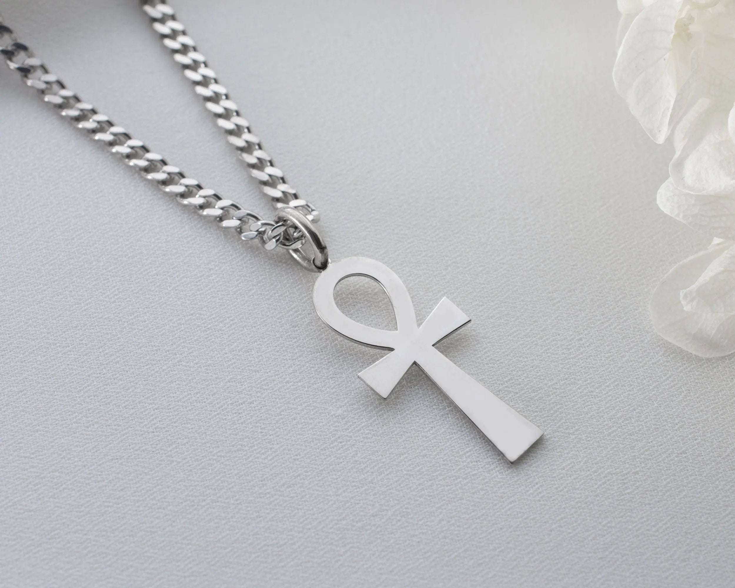 Sterling Silver Egyptian Ankh Cross Necklace: Symbol of Life Pendant   Charmora Jewelry