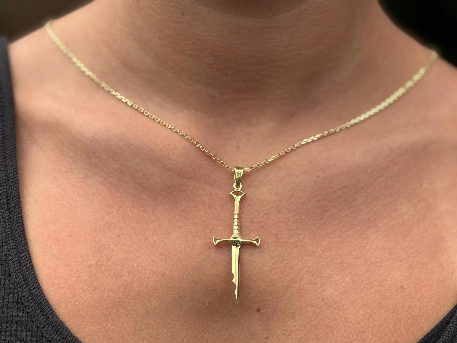 Collier épée en argent 925 fait main pendentif guerrier