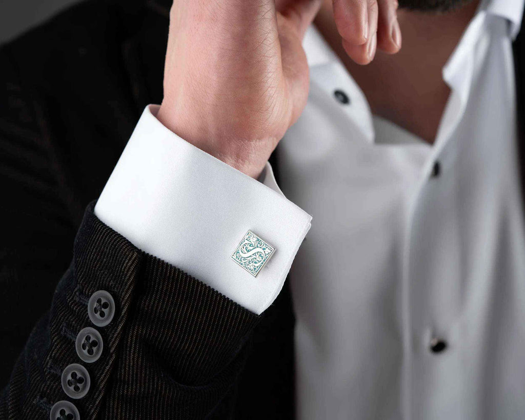 Personalized Initial Cufflinks: Engraved Sterling Silver Groomsmen Gift