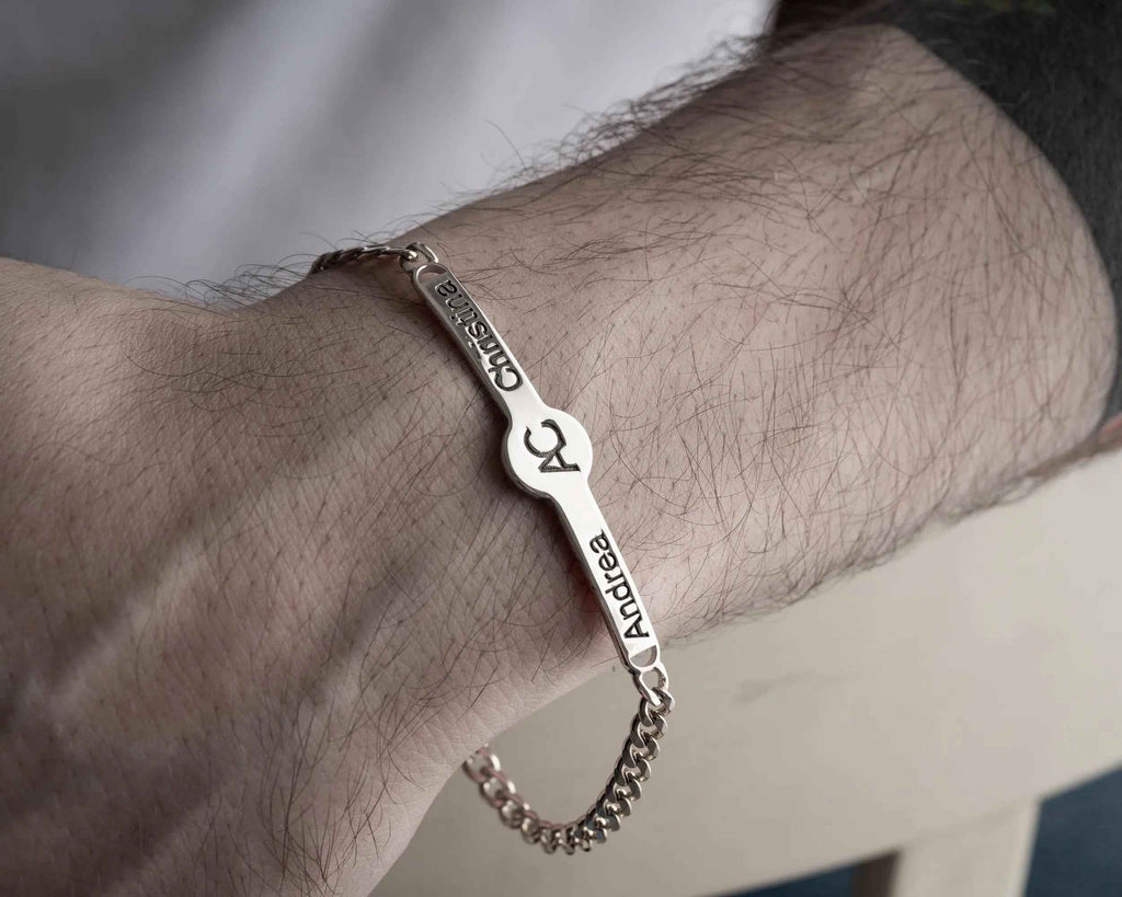 Personalized Sterling Silver Couple Bracelet: Valentine’s Gift
