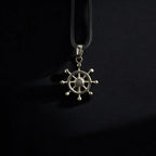 Sterling Silver Nautical Ship Wheel Necklace Gold Pendant   Charmora Jewelry