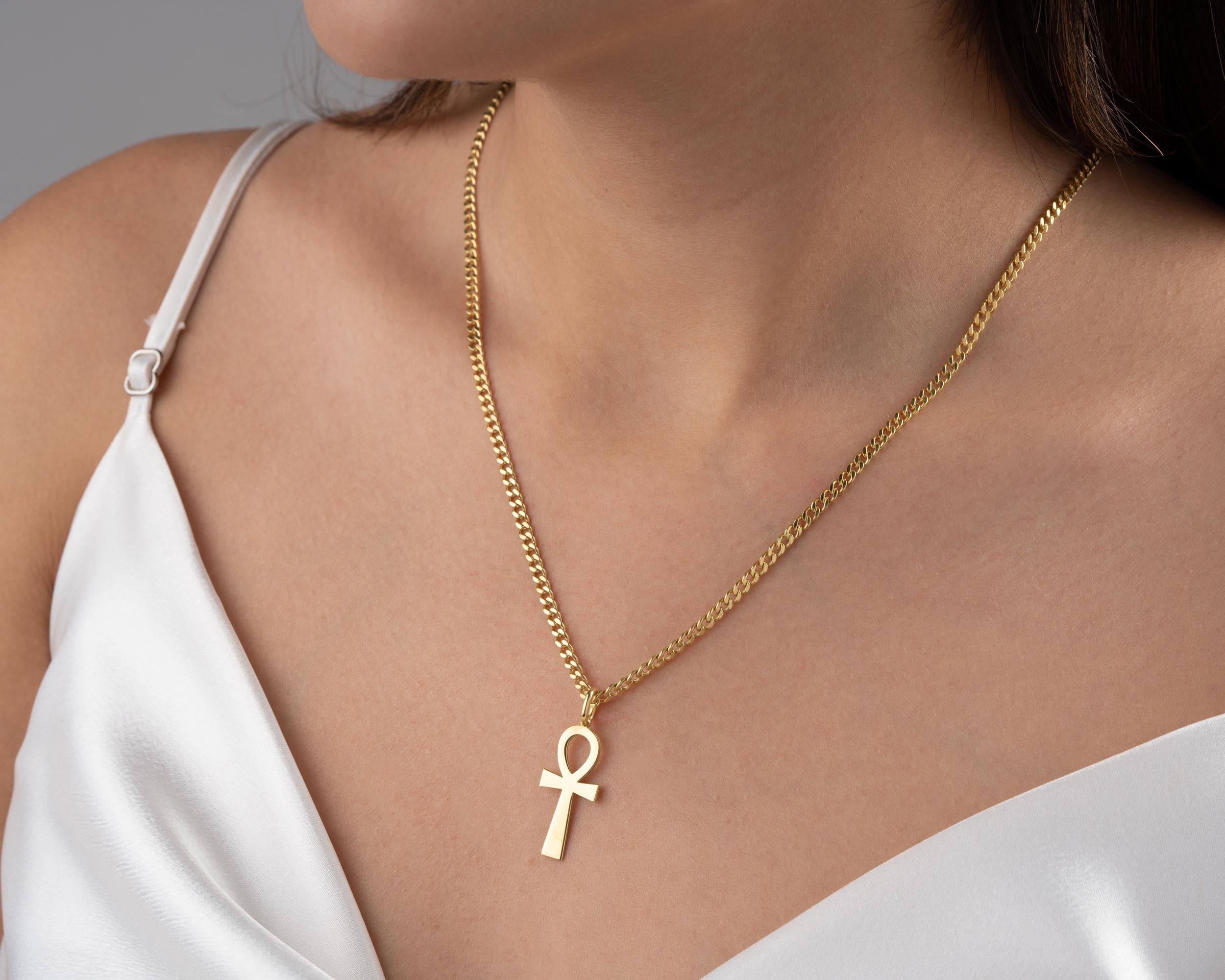 Gold Ankh Pendant: Sterling Silver Egyptian Cross Necklace