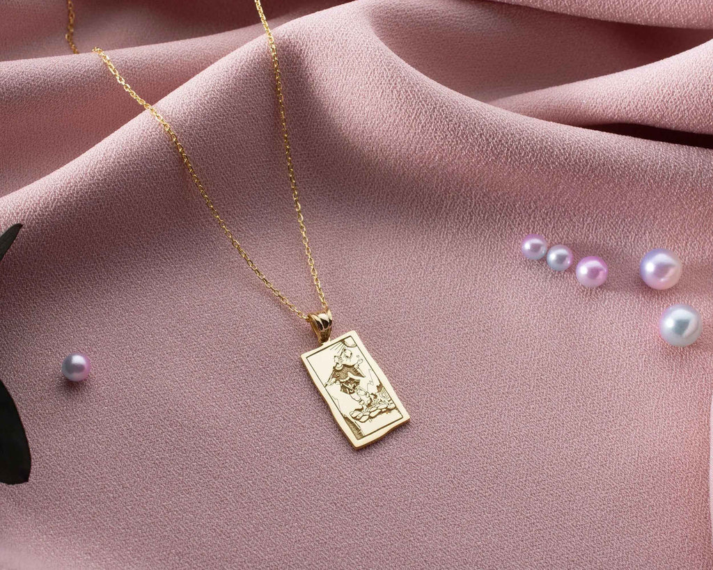 Sterling Silver Tarot Card Pendant Necklace: Mystical Jewelry Gift