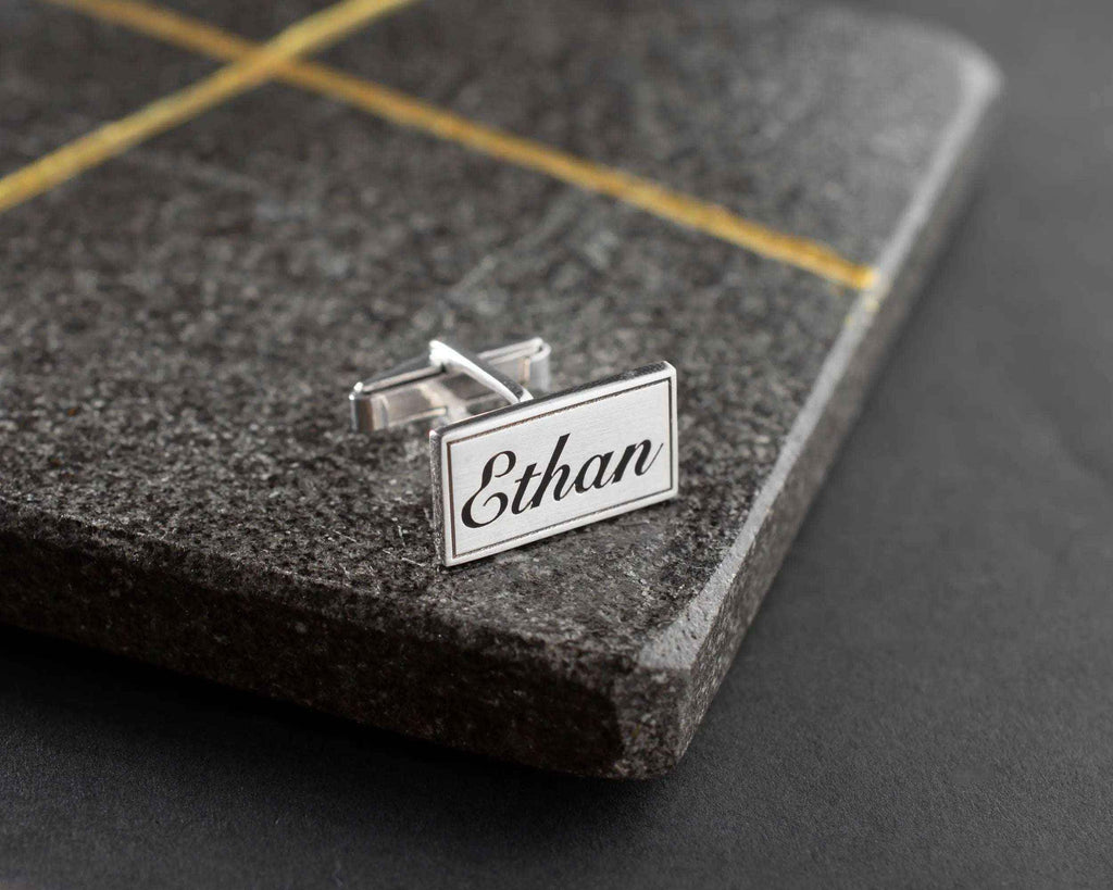 Engraved Sterling Silver Name Cufflinks, Personalized Gift
