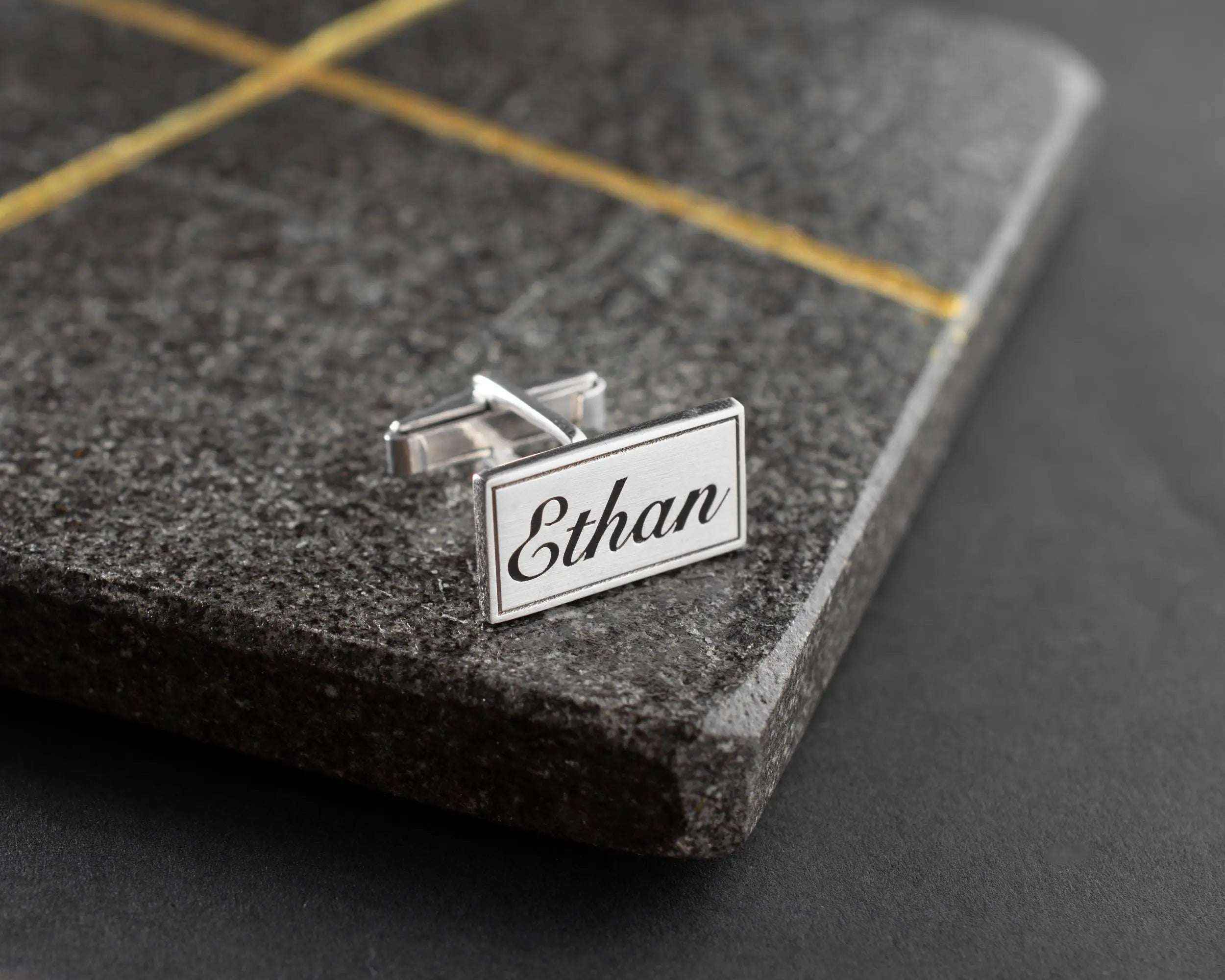 Engraved Sterling Silver Name Cufflinks, Personalized Gift