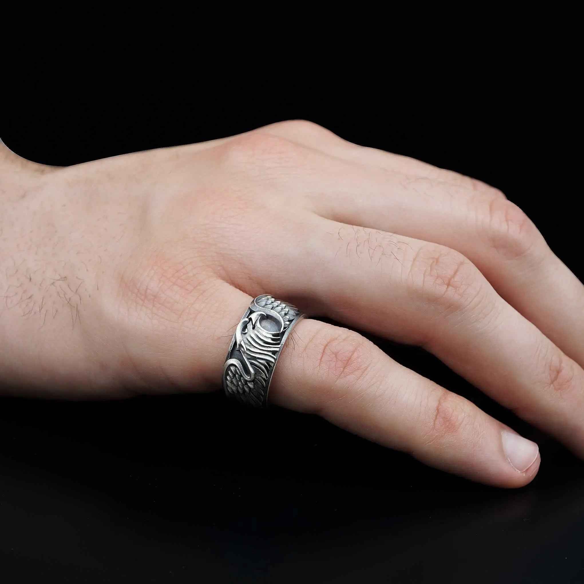 Eagle Ring Sterling Silver, Bird Wrap Ring, Wildlife Jewelry, Animal Lover Gift, Adjustable Band