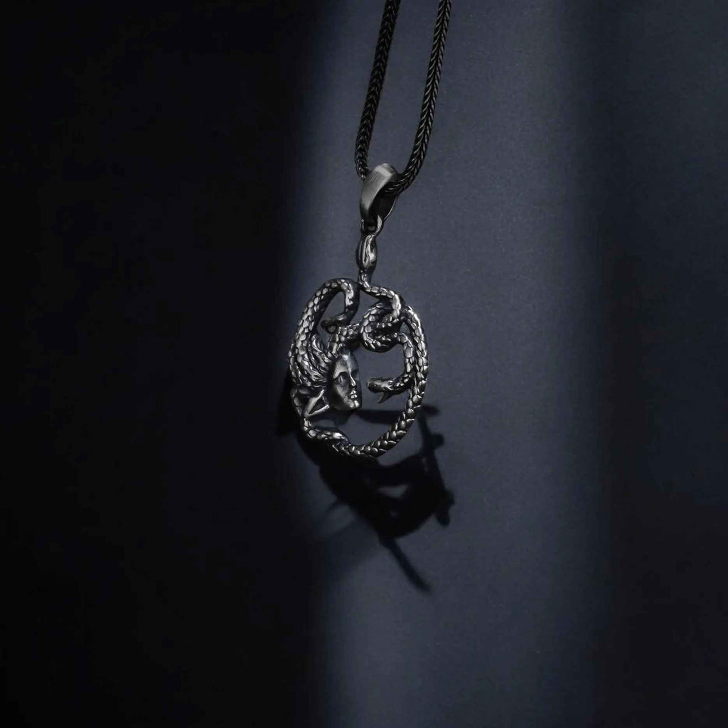 Sterling Silver Medusa Pendant Necklace: Greek Mythology Jewelry Gift