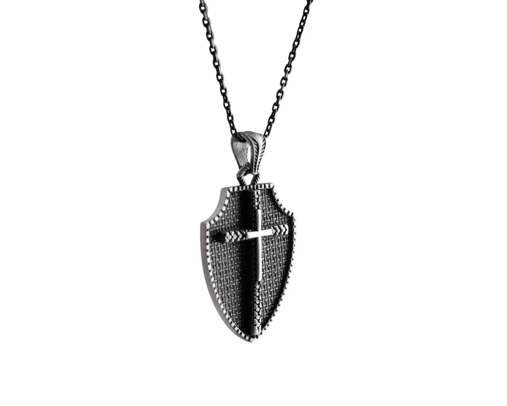 Sterling Silver Cross Necklace: Oxidized Christian Pendant   Charmora Jewelry
