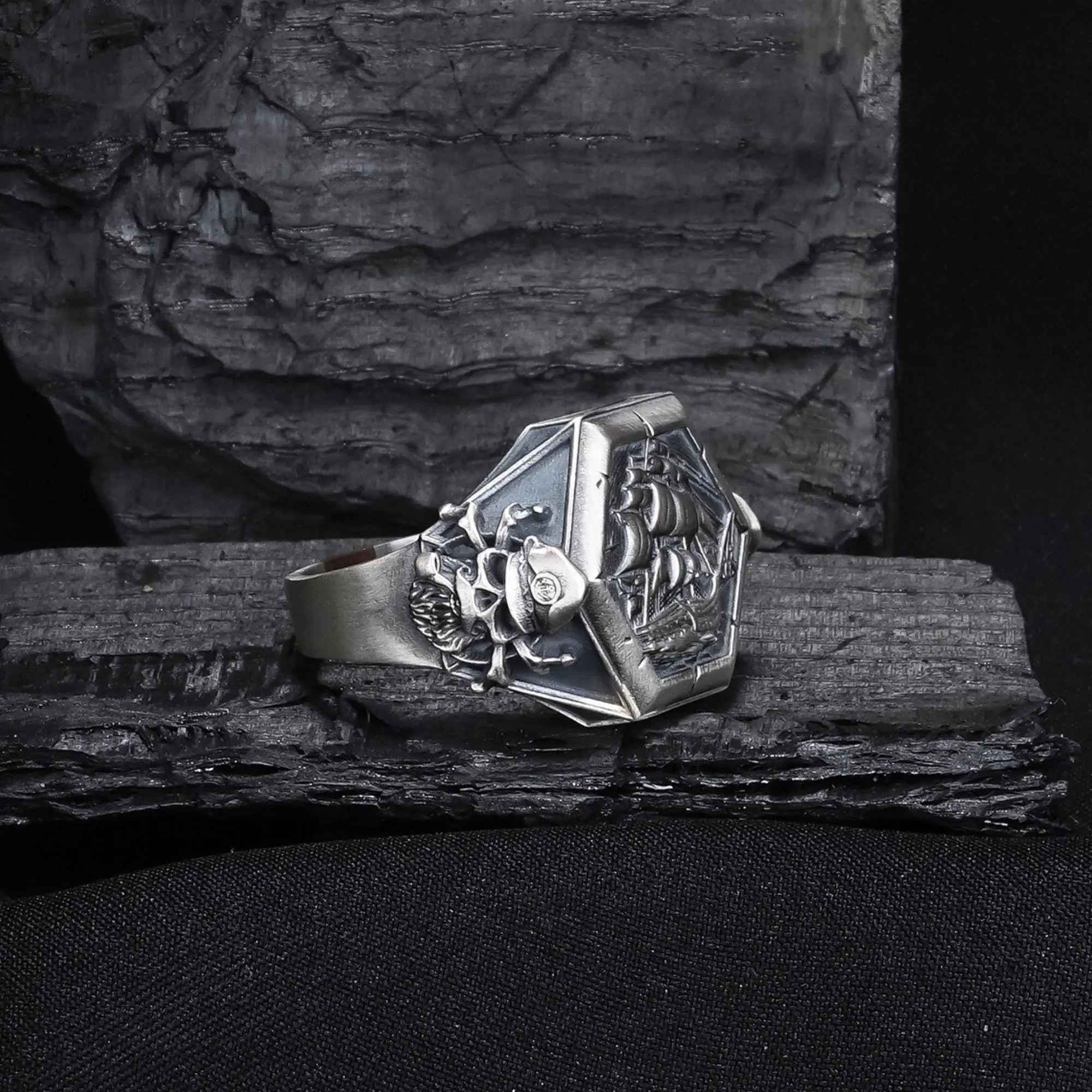 Sterling Silver Viking Sailboat Ring: Nautical Jewelry Gift