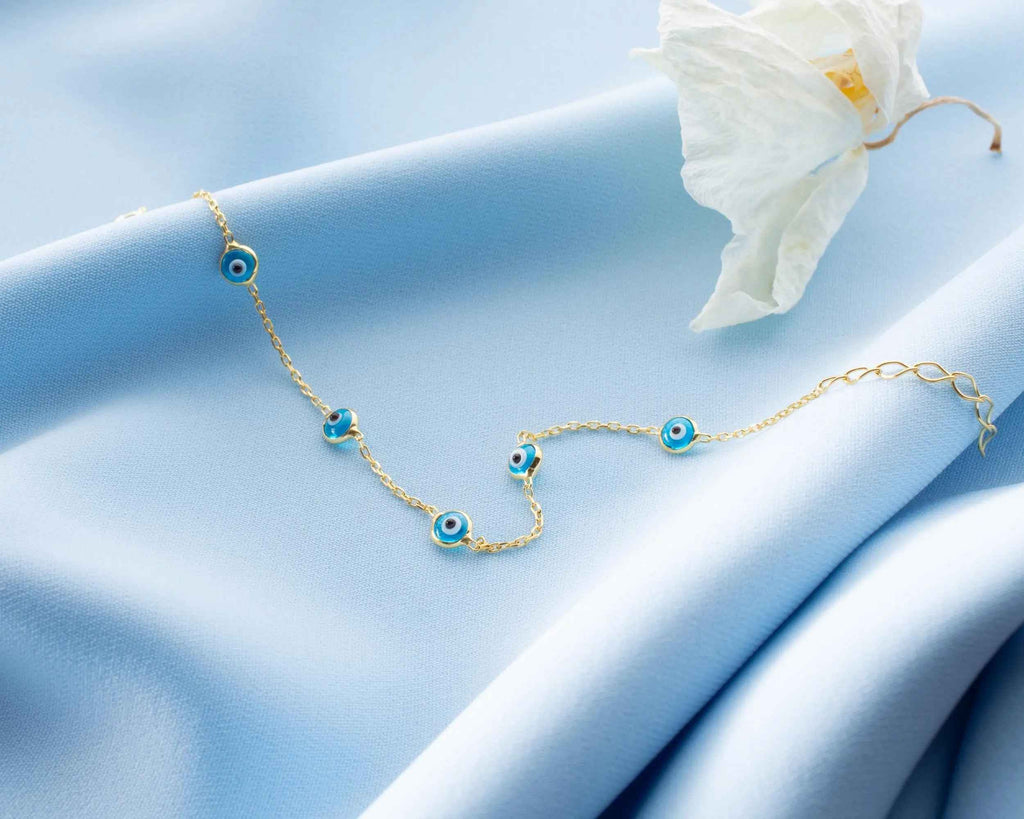 Dainty Sterling Silver Evil Eye Bracelet: Protection Jewelry