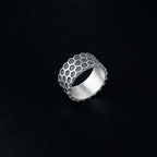 Sterling Silver Honeycomb Ring: Geometric Bee Jewelry   Charmora Jewelry