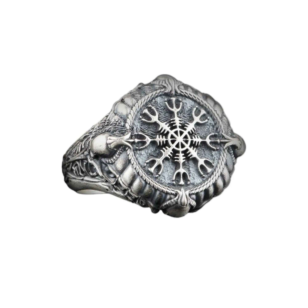 Sterling Silver Viking Signet Ring: Yggdrasil Tree of Life, Norse Jewelry