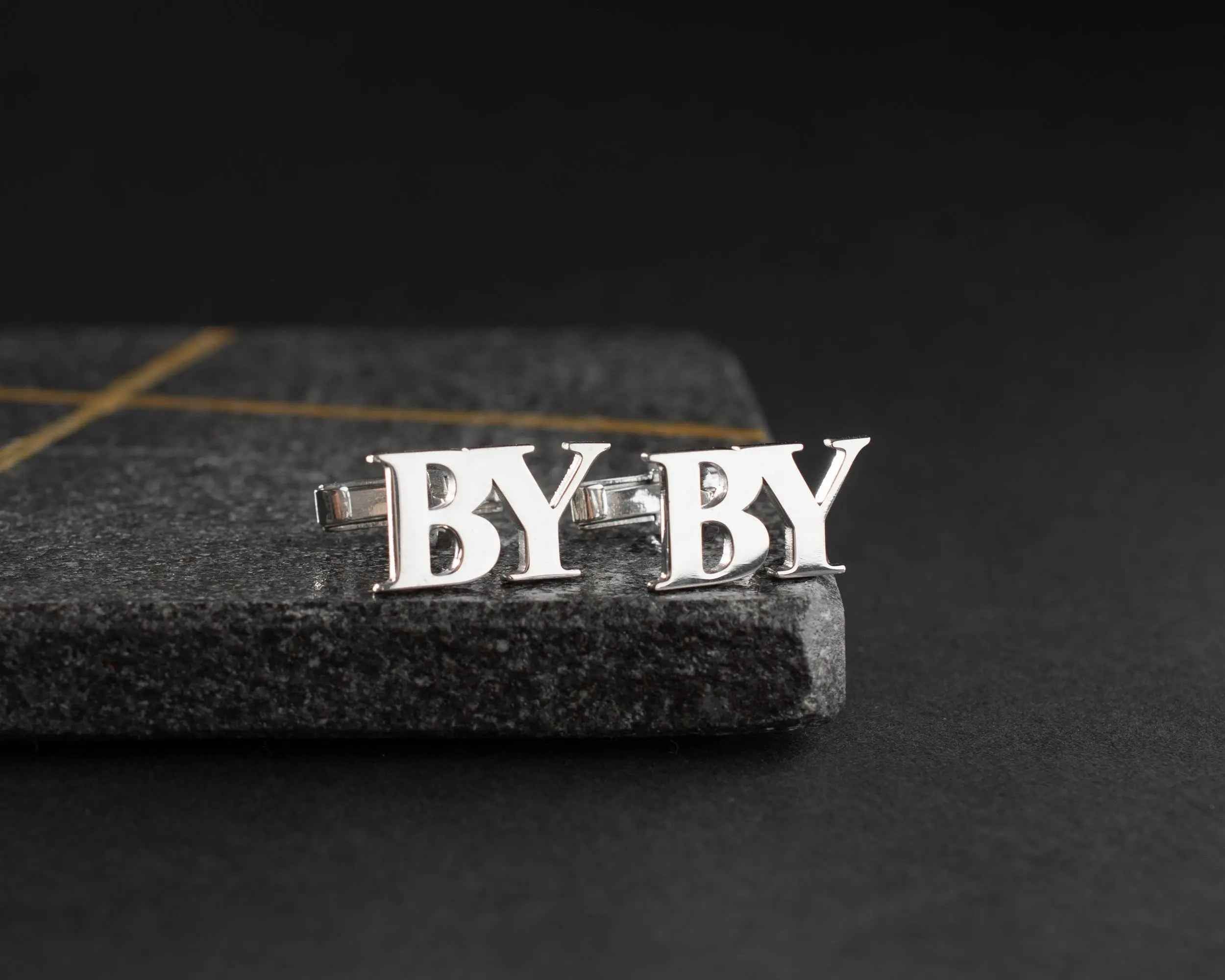 Handmade Sterling Silver Initial Cufflinks: Engraved Groomsmen Gift