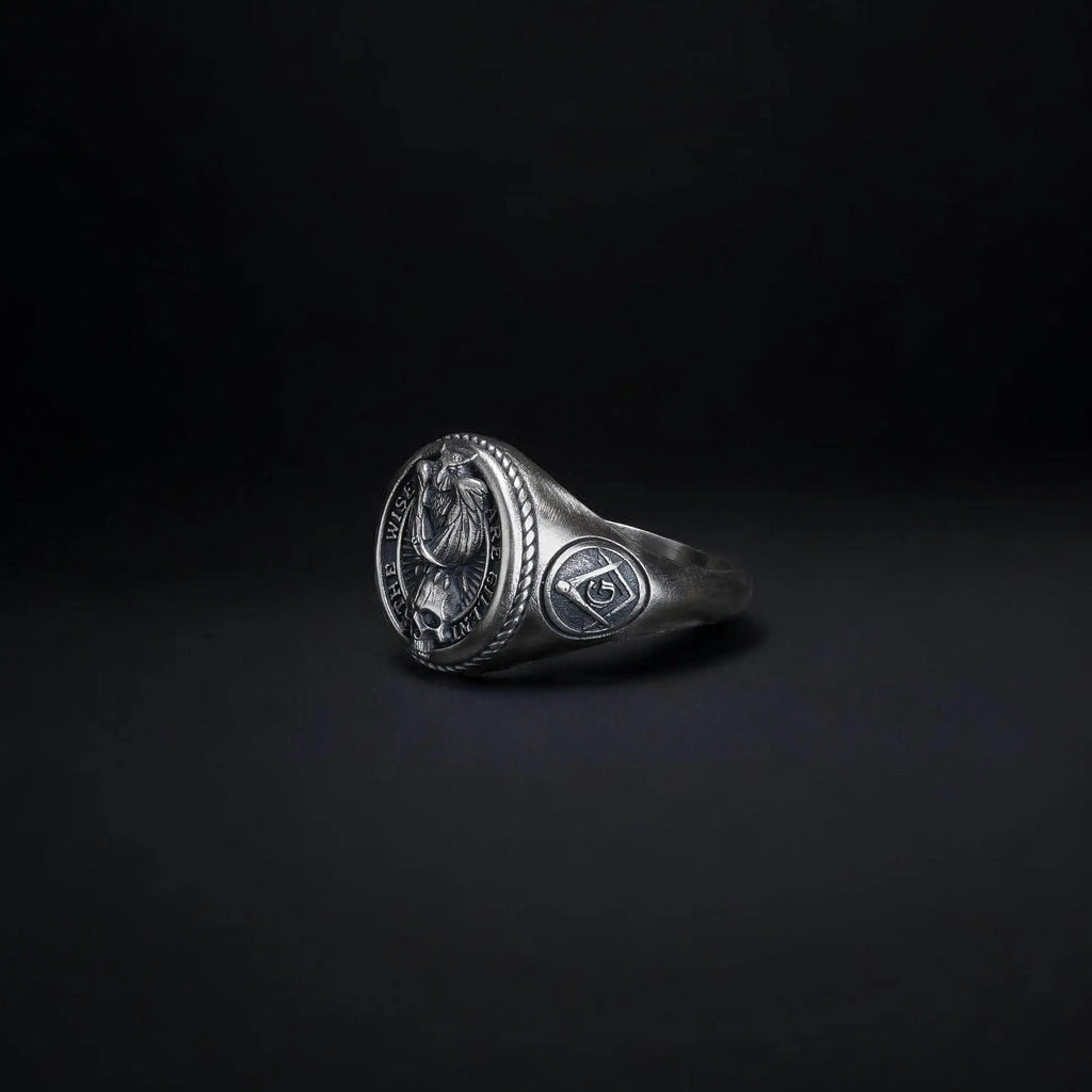 Oxidized Sterling Silver Owl Skull Ring: Gothic Biker Jewelry   Charmora Jewelry