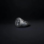 Oxidized Sterling Silver Owl Skull Ring: Gothic Biker Jewelry   Charmora Jewelry