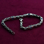 925 Sterling Silver Blue Baguette Bracelet for Men, Modern Men’s Jewelry Gift