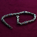 925 Sterling Silver Blue Baguette Bracelet for Men, Modern Men’s Jewelry Gift