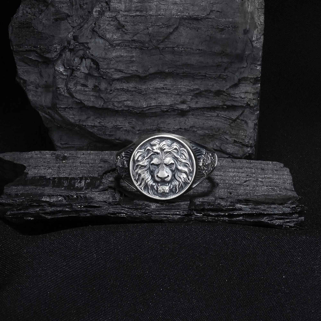 Sterling Silver Lion Head Ring: Handmade Animal Jewelry