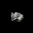 Oxidized Sterling Silver American Eagle Ring: Patriotic Bird Wrap   Charmora Jewelry