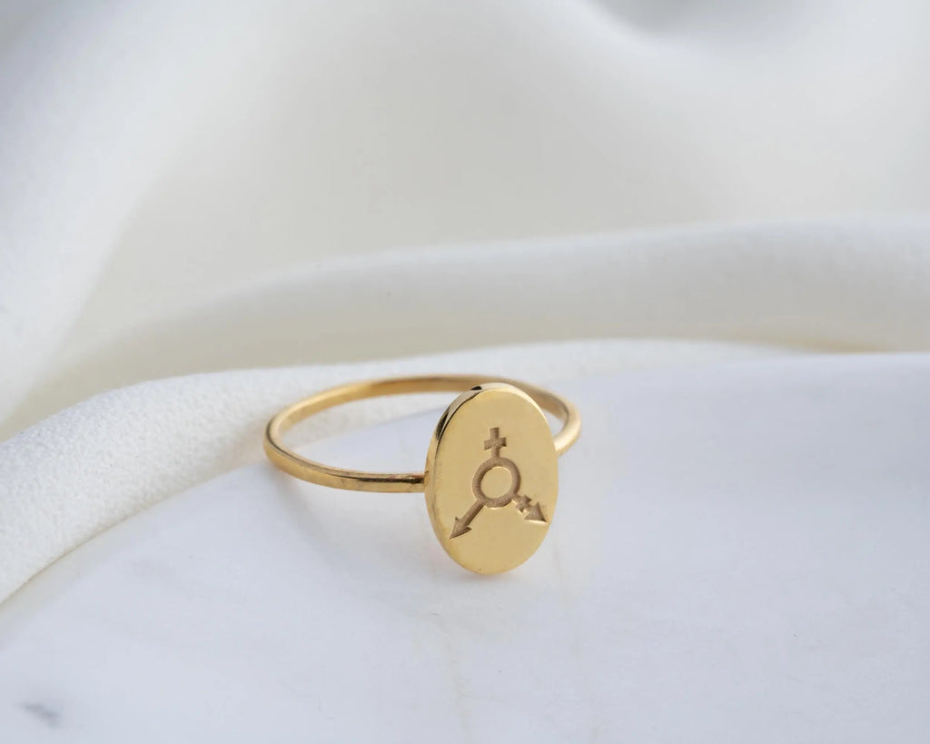 Solid Gold Transgender Symbol Ring: LGBTQ Pride Jewelry Charmora Jewelry