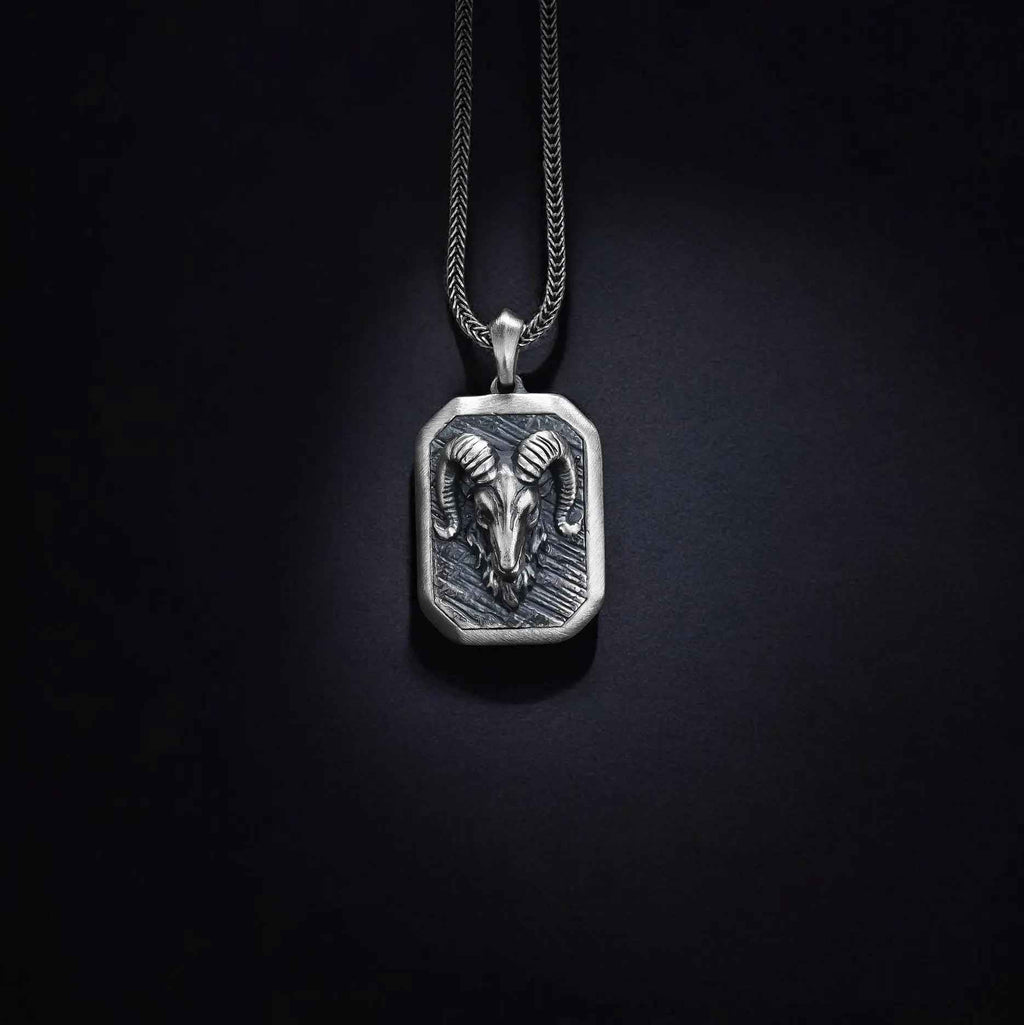 Sterling Silver Ram Necklace: Aries Zodiac Pendant, Birthday Gift