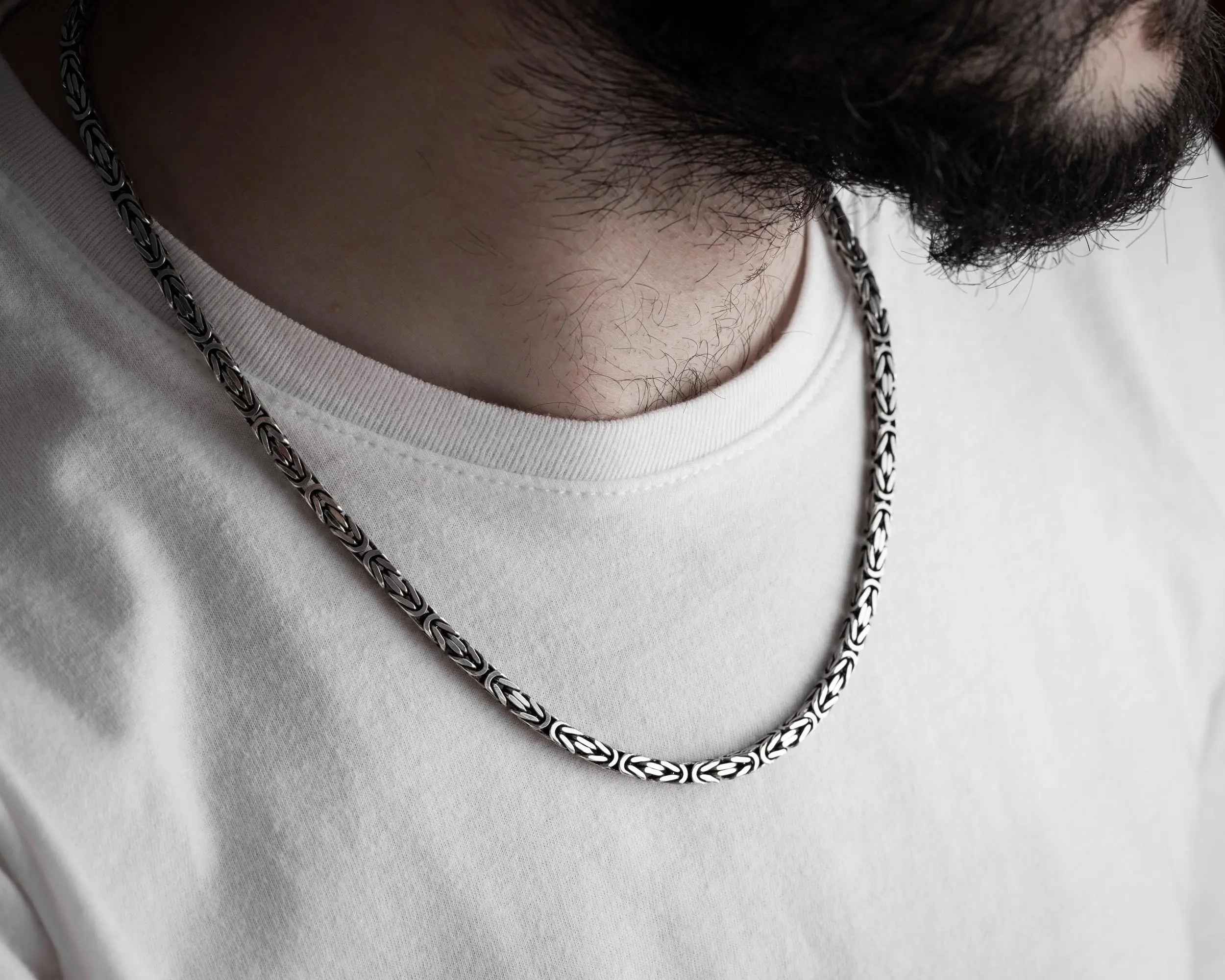 Sterling Silver King Chain Necklace for Men: Handmade Statement Jewelry