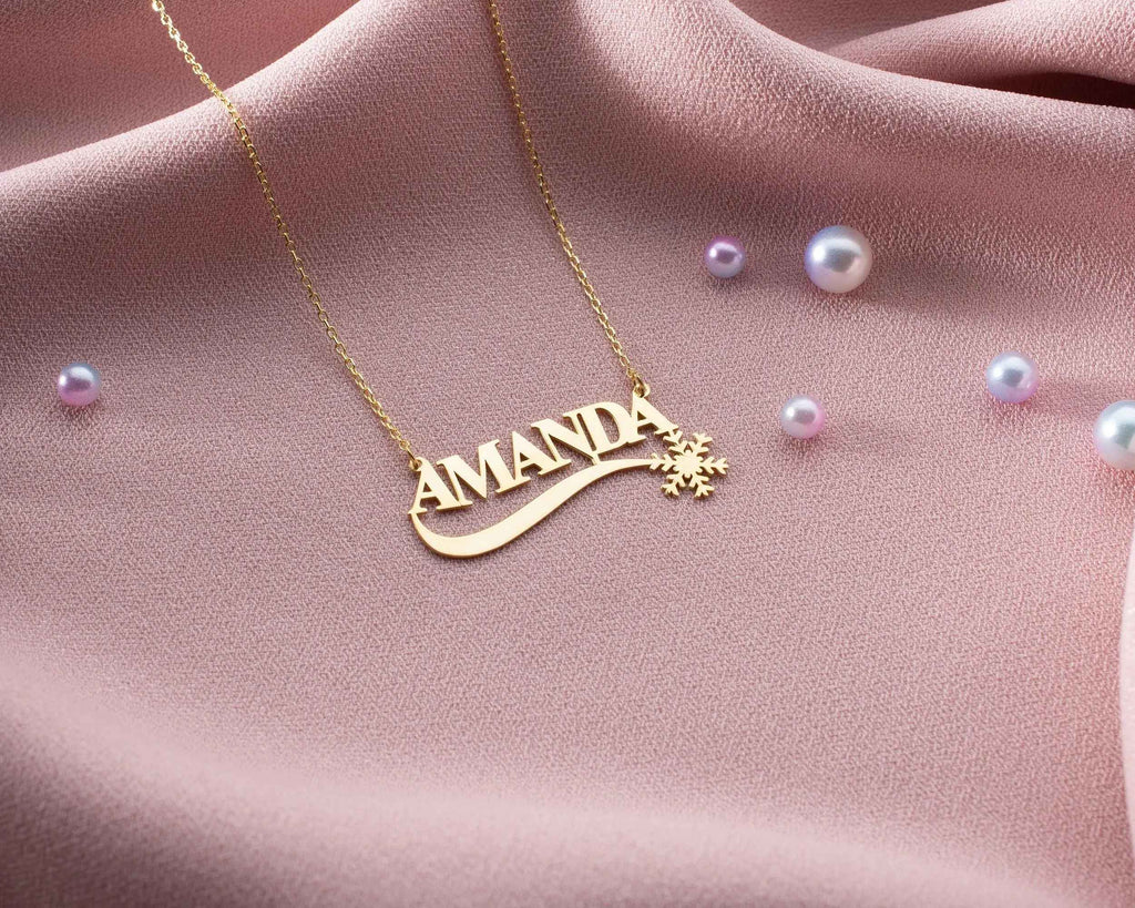 Snowflake Name Necklace: Sterling Silver Custom Pendant