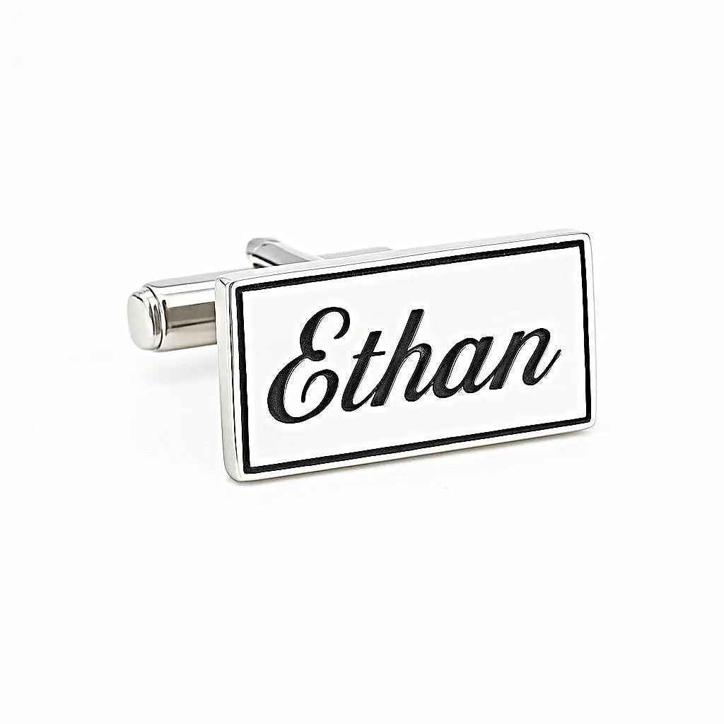 Engraved Sterling Silver Name Cufflinks, Personalized Gift
