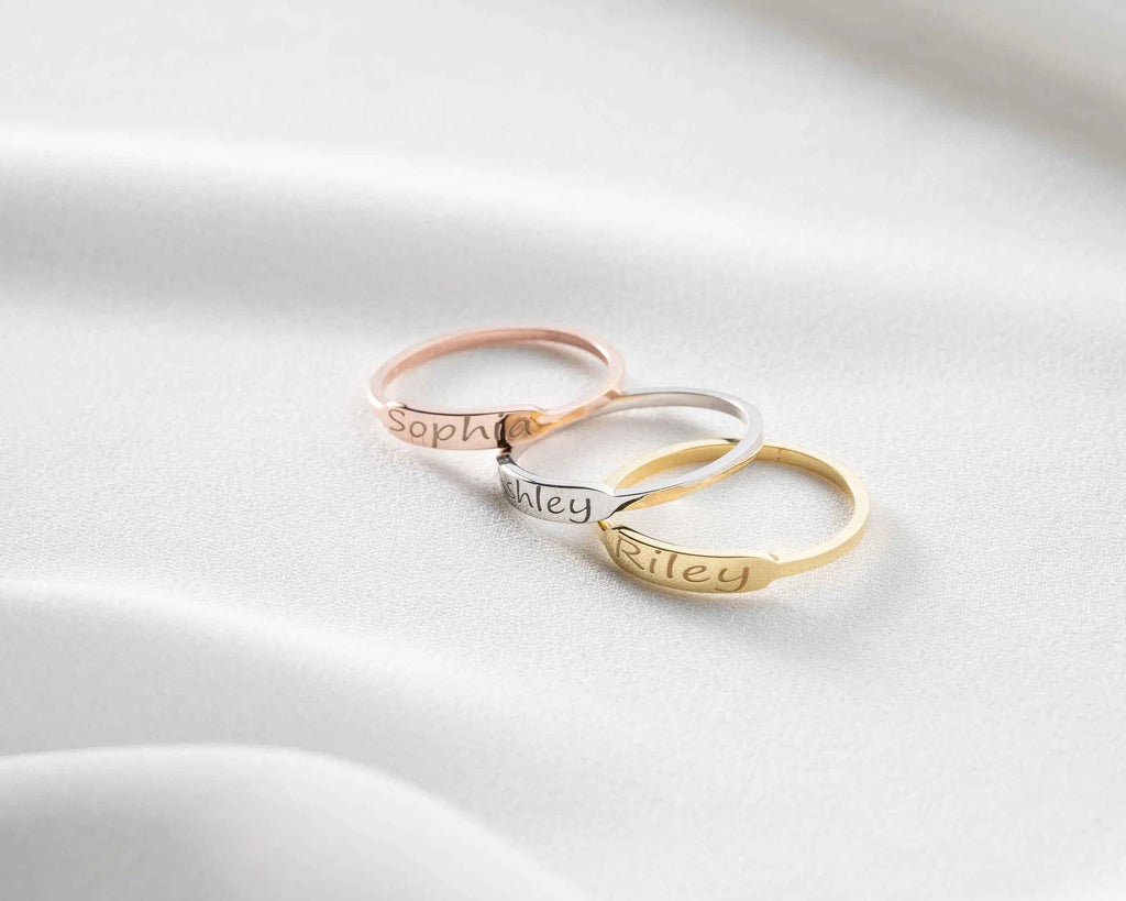 Sterling Silver Custom Name Ring: Personalized Engraved Gift