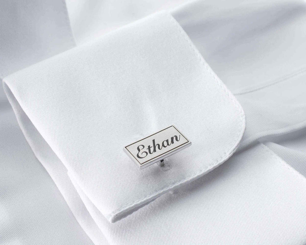 Engraved Sterling Silver Name Cufflinks, Personalized Gift