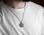 Sterling Silver Viking Vegvisir Skull Necklace: Norse Jewelry