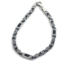 Sterling Silver Men’s Bracelet with Baguette Zircon – Celtic Chain Gift for Him