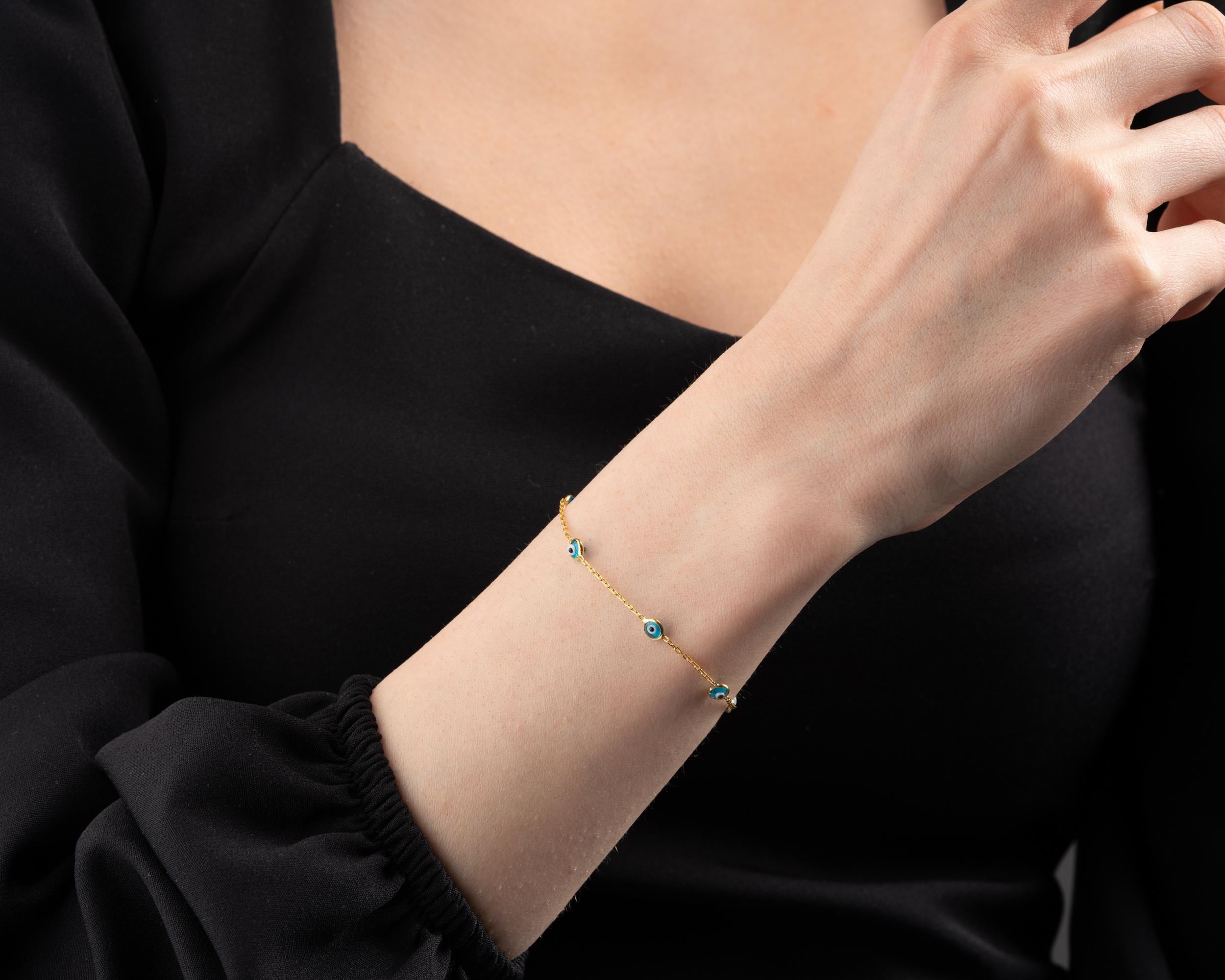 Bracelet Œil Turc Délicat en Argent Sterling : Bijou de Protection