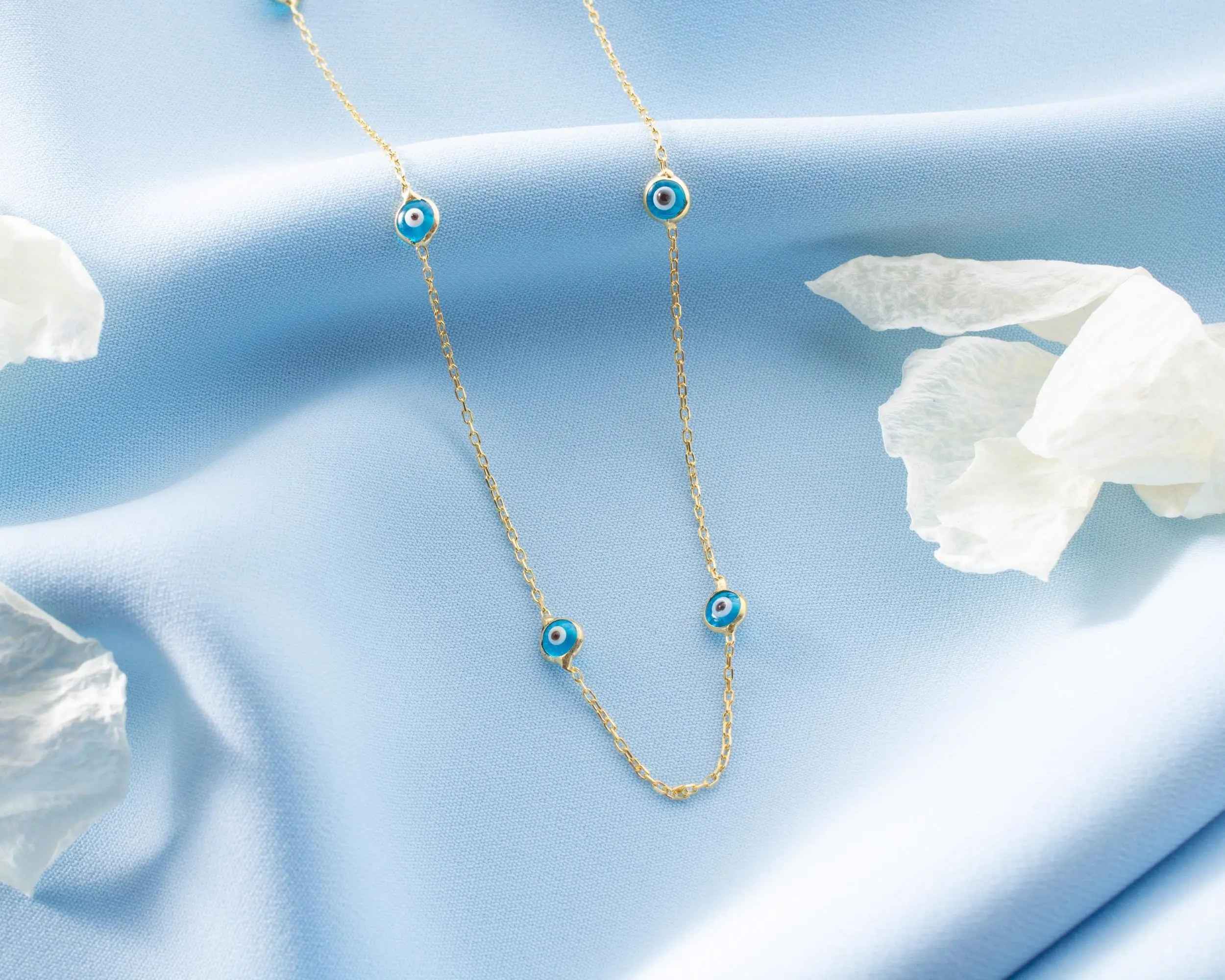 Dainty Sterling Silver Evil Eye Necklace: Gold Protection Jewelry