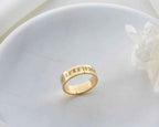 Solid Gold Coordinates Ring: Custom Engraved Anniversary Jewelry