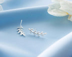 Sterling Silver Leaf Crawler Earrings: Olive Branch Design