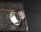 Honeycomb Sterling Silver Ring: Geometric Beehive Jewelry Men   Charmora Jewelry