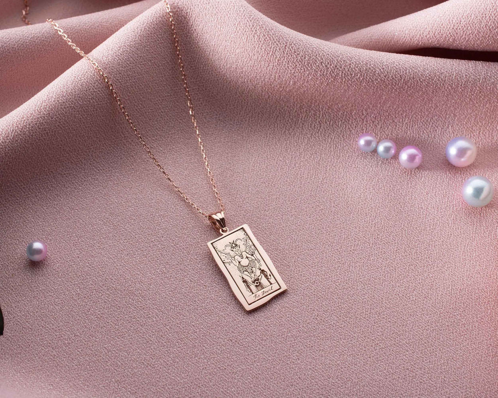 Sterling Silver Tarot Card Pendant Necklace: Mystical Jewelry Gift