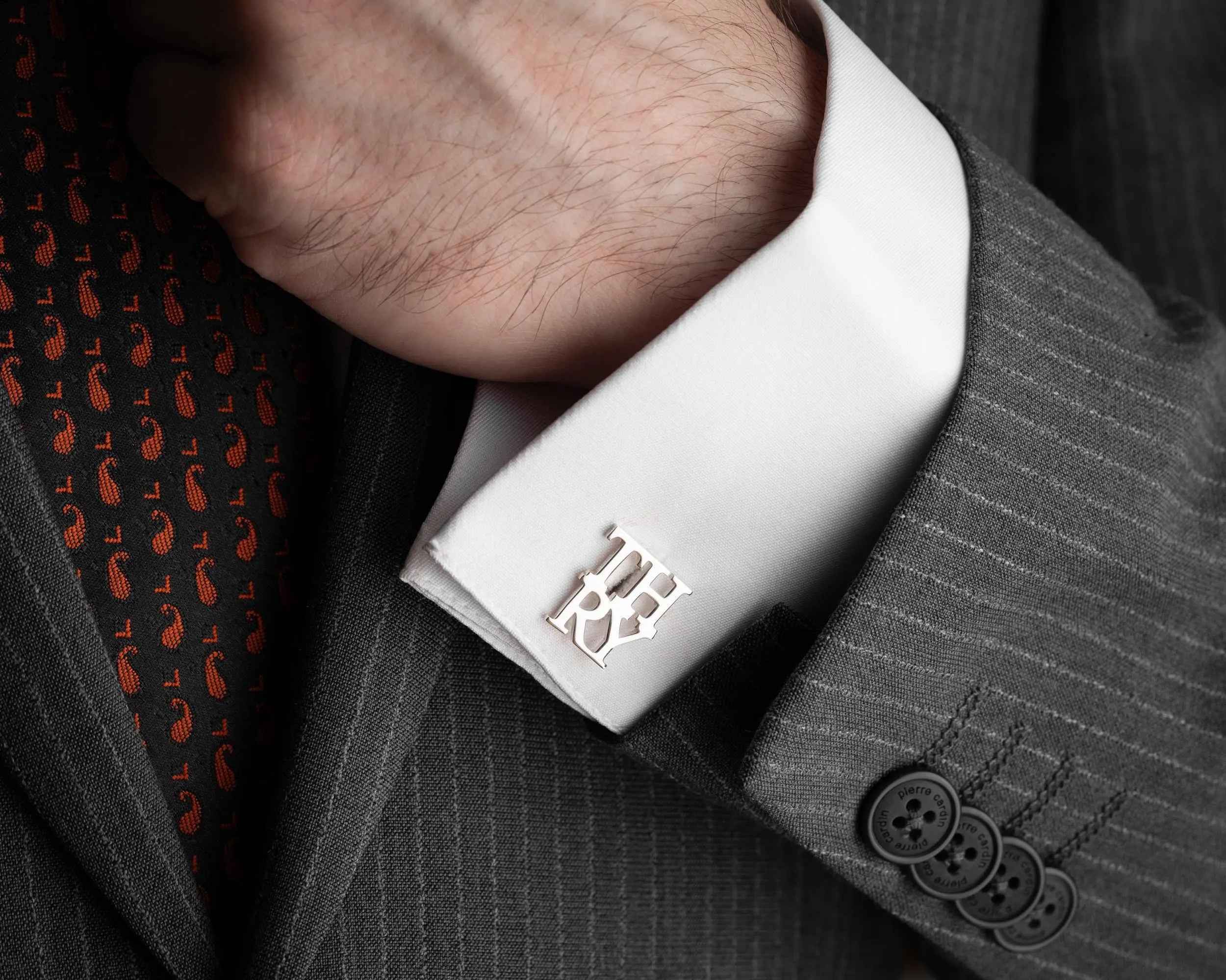 Personalized Initial Cufflinks, Sterling Silver Wedding Groomsmen Gift