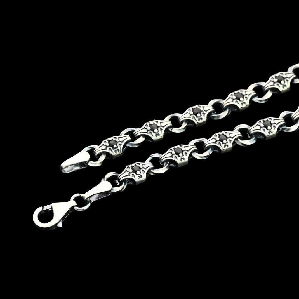 925 Sterling Silver Men’s Bracelet with Zircon Stone – Durable Chain Gift for Him   Charmora Jewelry