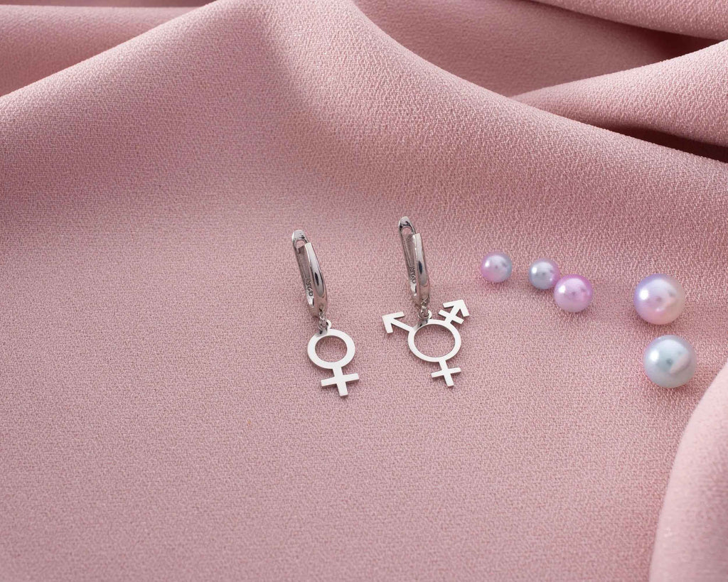Sterling Silver Transgender Symbol Earrings: LGBTQ Pride Jewelry