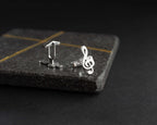 Sterling Silver Music Note Cufflinks: Musician Wedding Groomsmen Gift   Charmora Jewelry