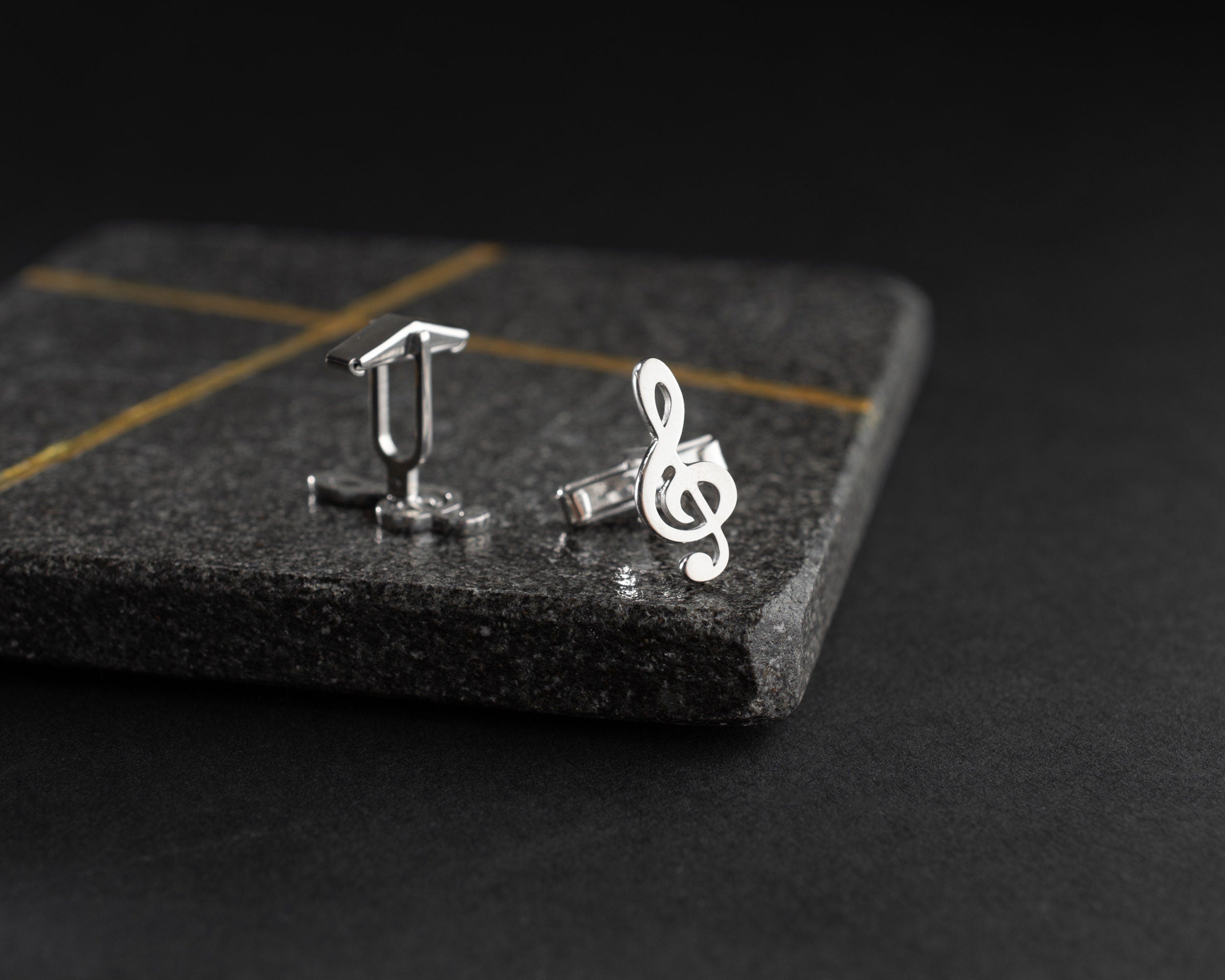 Sterling Silver Music Note Cufflinks: Musician Wedding Groomsmen Gift